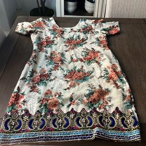 embroidered floral kurti